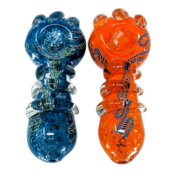 5" Frit Spiral Multi Ring R4 Art Spoon Hand Pipe - (Pack of 2) [STJ72]
